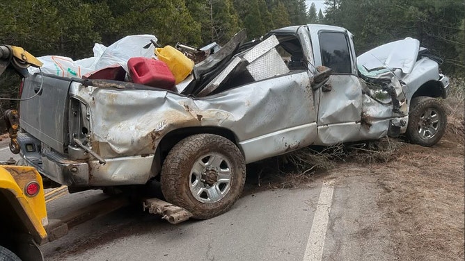 A man and his dog are counting their blessings after enduring a nearly day-long ordeal trapped in a mangled truck deep within a secluded California forest.