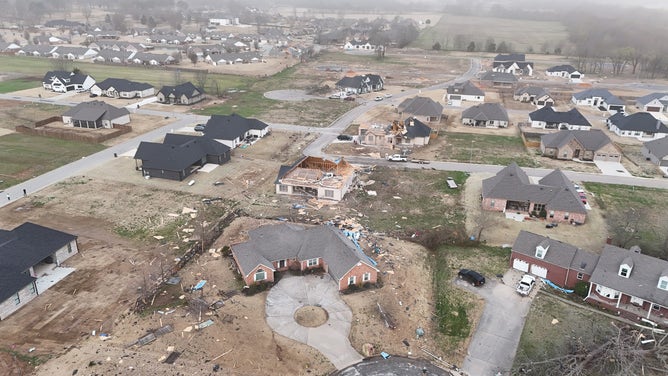 Tornado damage in Paragould, Arkansas after the March 2025 tornado.