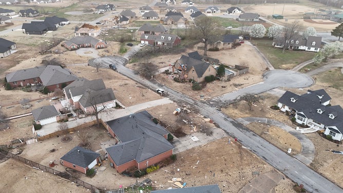 Tornado damage in Paragould, Arkansas after the March 2025 tornado.