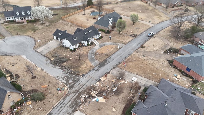 Tornado damage in Paragould, Arkansas after the March 2025 tornado.