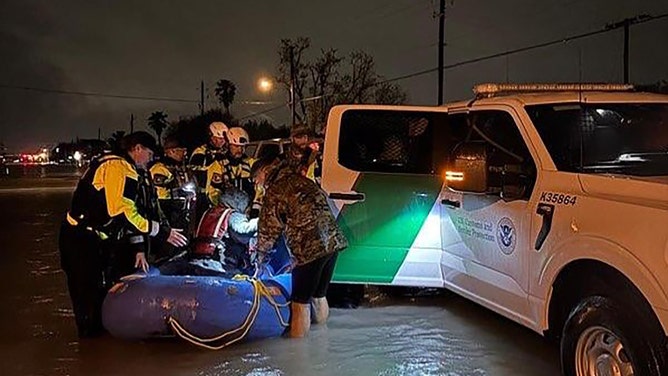 U.S. Border Patrol agents worked through the night Thursday in the Rio Grande Valley, rescuing residents affected by the storms' impacts.