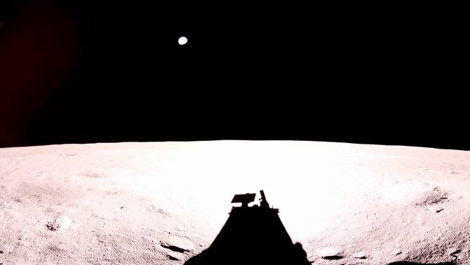 Shortly after landing, Blue Ghost's captured another shadow showing the deployed X-band antenna (left) and LEXI payload (right) on the top deck.