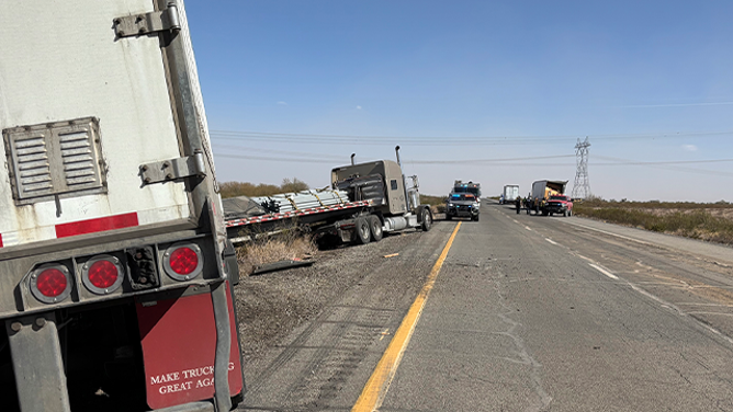 This image provided by the Arizona Department of Public Safety shows the aftermath of a deadly multivehicle crash on Interstate 10 near Tonopah on Saturday, March 1, 2025.