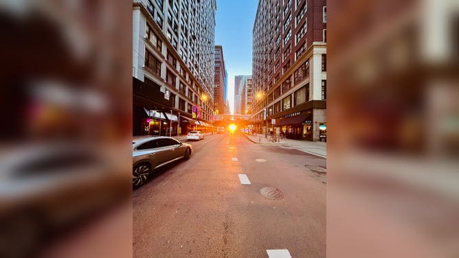 Chicagohenge is a spectacle that occurs only twice a year over a few days: once around the spring equinox and then again as fall begins.