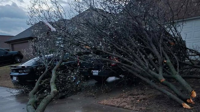 Storm damage in Ennis, TX