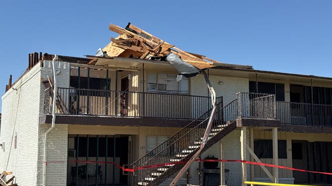 Tornado damage in Irving, Texas