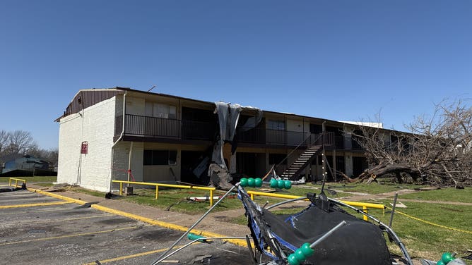 Tornado damage in Irving, Texas