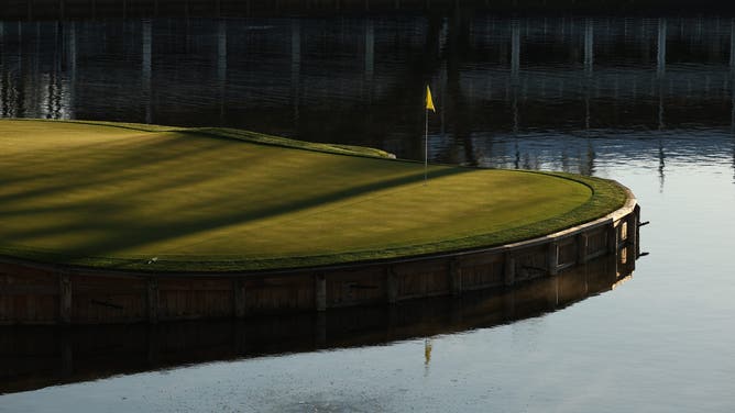 PONTE VEDRA BEACH, FLORIDA - MARCH 12: A general view of the 17th green prior to THE PLAYERS Championship on the Stadium Course at TPC Sawgrass on March 12, 2025 in Ponte Vedra Beach, Florida.