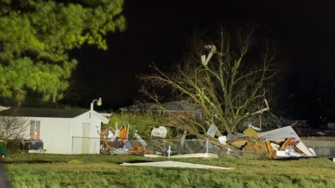 Tornado damage in Cave City, AR