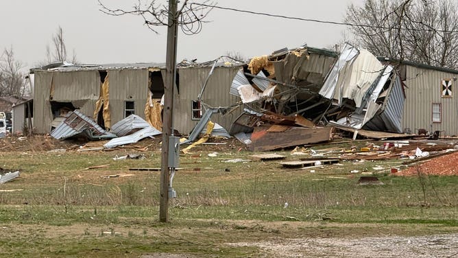 Tornado damage in Cave City, AR