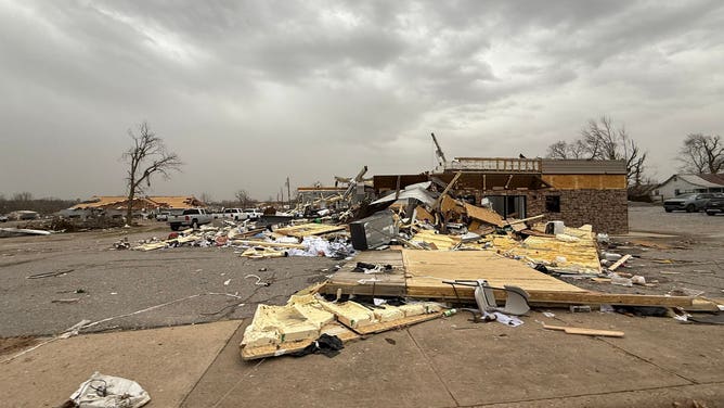 Tornado damage in Cave City, AR