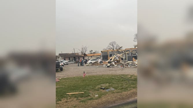 Tornado damage in Cave City, AR