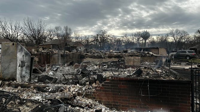 The McKinleys' neighborhood after the wildfires in Stillwater, Oklahoma.