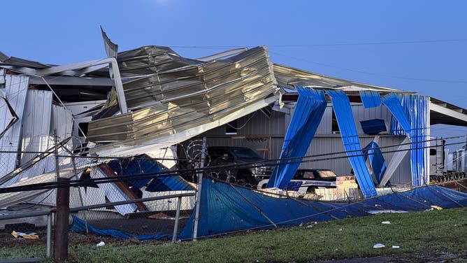 This photo shows significant damage in Calera, Alabama.