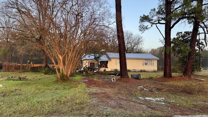 This photo shows significant damage in Calera, Alabama.