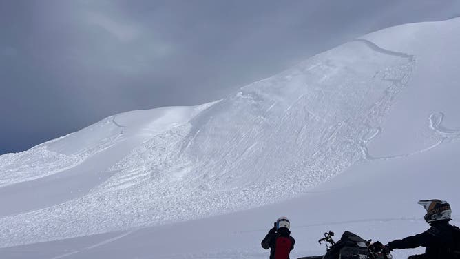A remotely triggered avalanche on March 4, 2024 in Triangle Bowl of Turnagain Pass near Girdwood, Alaska.
