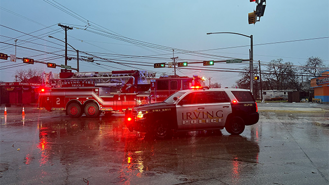 This image shows damage reported in Irving, Texas, after severe thunderstorms blasted across the city on Tuesday, March 4, 2025.