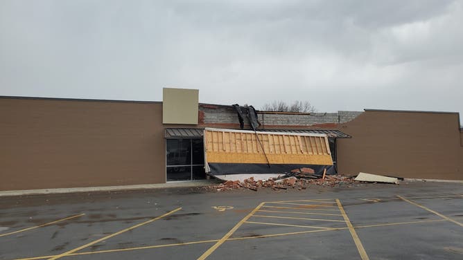 Damage from severe storms in northwest Missouri.