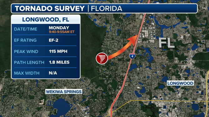 The initial survey for the tornado in Seminole County, Florida on March 10, 2025.