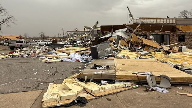 Tornado damage in Cave City, Arkansas on March 15, 2025.