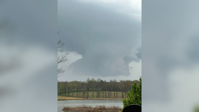 Wall cloud seen in Pleasant Plains, Arkansas, on Sunday night.