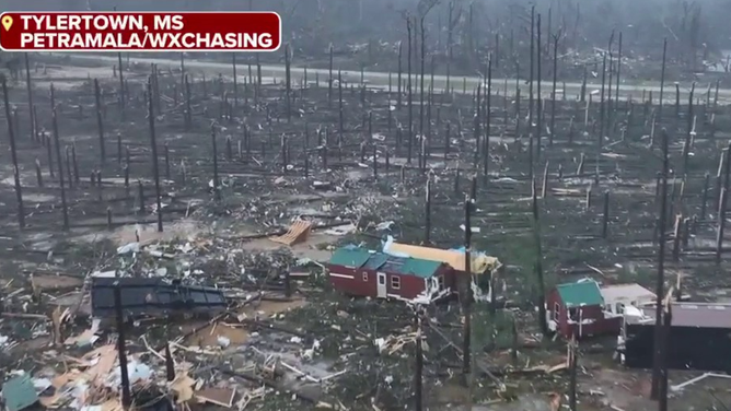 Drone video captures the absolute devastation from a tornado in Tylertown, MS.