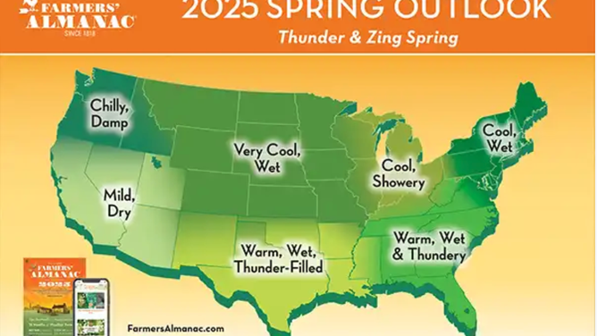 Farmers' Almanac spring outlook for 2025.