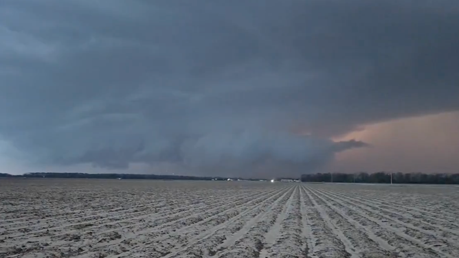 A thunderstorm seen from Greenville, Mississippi on Sunday, March 23, 2025.