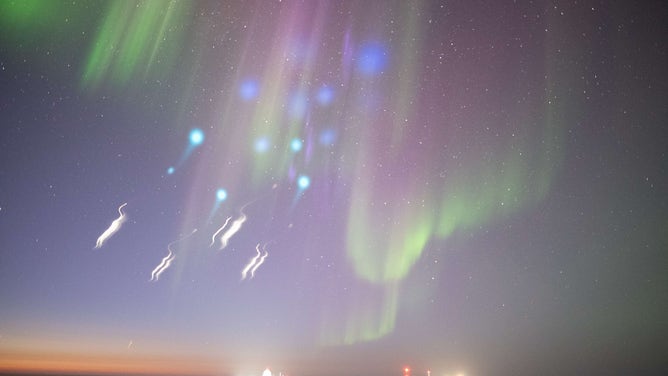The tracers seen in the Northern Lights from the Utqiavik Ground Station in Alaska.