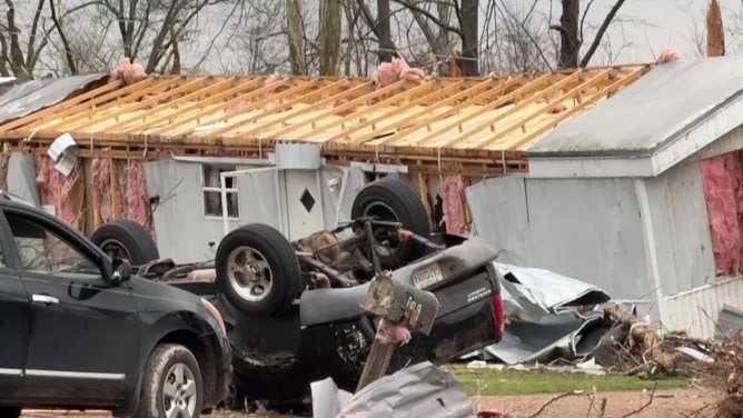 Tornado damage in Elliott, Mississippi