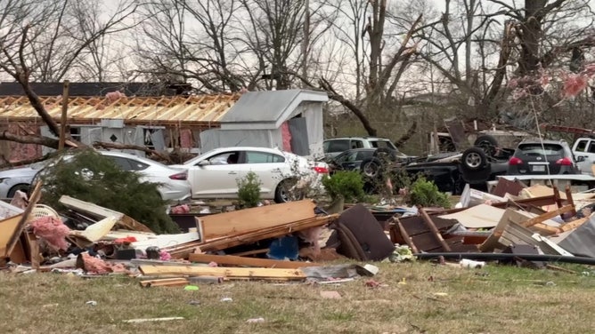 Tornado damage in Elliott, Mississippi