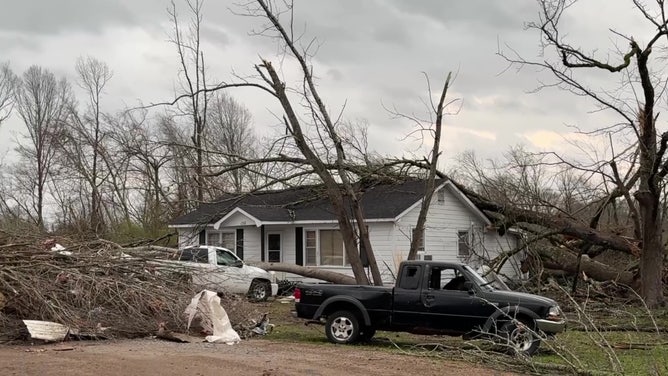 Tornado damage in Elliott, Mississippi
