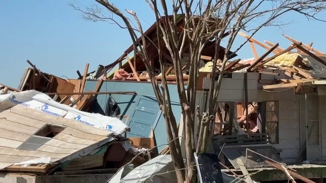 This image shows some of the damage after a tornado in Tylertown, Mississippi.