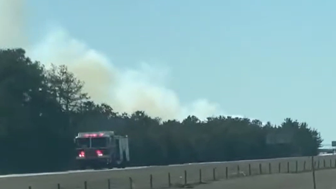 Sunrise Highway brush fire on 3/8/2025