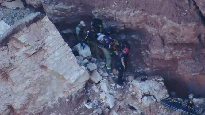 Crews are at the bottom of the Bottomless Lakes Area to assess the situation and injuries.