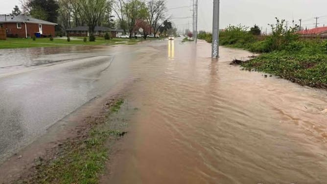 Flooding and road closures in Bowling Green, Kentucky April 3.