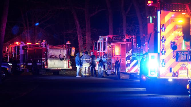 BARNEGAT, NEW JERSEY - APR 23: A wildfire in the Greenwood Forest Wildlife Management Area near Barnegat Township, New Jersey, has burned 8,500 acres and is only 10% contained. The Jones Road Wildfire, which erupted Tuesday, prompted the evacuation of thousands of residents and forced the closure of a major stretch of highway as thick smoke drifted across the Jersey Shore. (Photo by Lokman Vural Elibol/Anadolu via Getty Images)