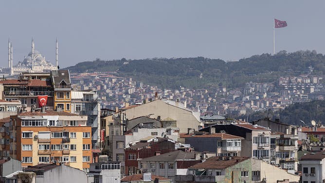 Camlica Mosque and residential buildings are seen in the Besiktas neighborhood after a 6.2 magnitude earthquake hit off the coast of Istanbul on April 24, 2025 in Istanbul, Turkey. 