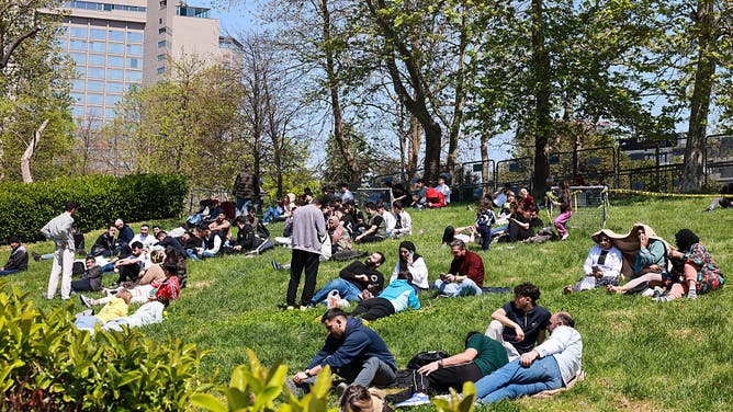 Citizens seen after numerous earthquakes, the largest of which was 6.2 off the coast of Silivri, caused them to leave their homes, on April 23, 2025 in Istanbul, Türkiye. 