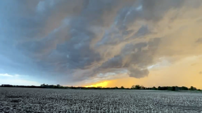 A severe weather system against the dryline in northeast Kansas on Monday, April 28, 2025.