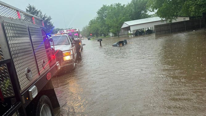 The Lexington Fire Department is working to evacuate those from flooded homes as torrential rain hits Oklahoma on Wednesday.
