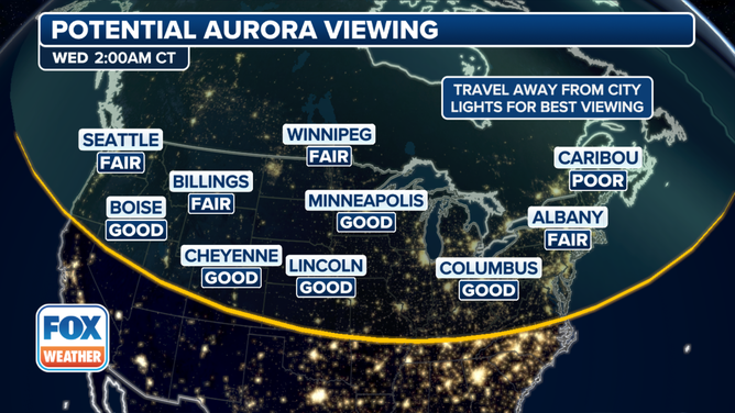 Potential Aurora Viewing for early Wednesday morning.
