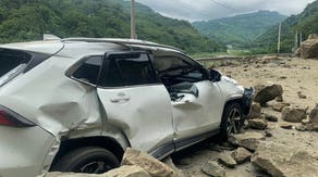 Watch: 1 injured after boulders tumble toward motorcyclist, drivers in Taiwan