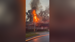 Watch: Massive fire breaks out at Florida home after lightning strike