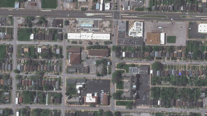 An image of the Natural Bridge Avenue area of St. Louis before a tornado on May 17, 2025.