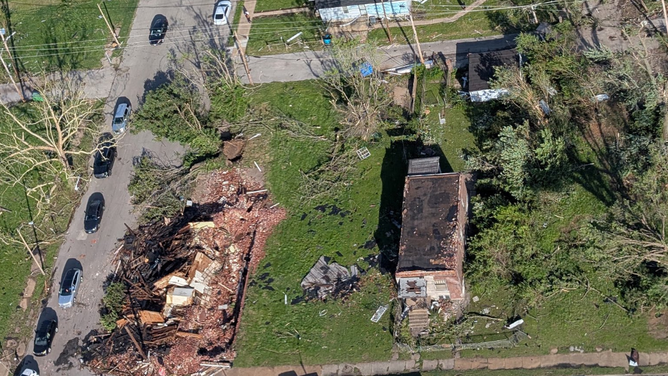 Tornado damage around St. Louis, Missouri