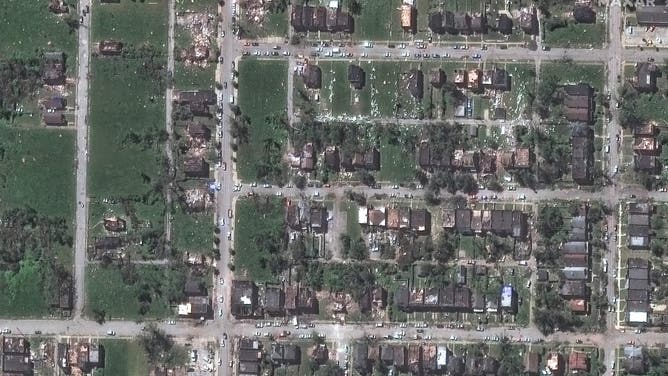 An image of the Ashland Avenue area of St. Louis after the May 17, 2025, tornado.