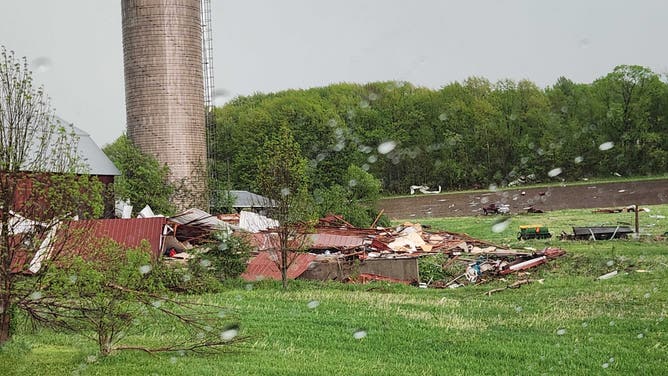 Tornado damage in Juneau, Wisconsin
