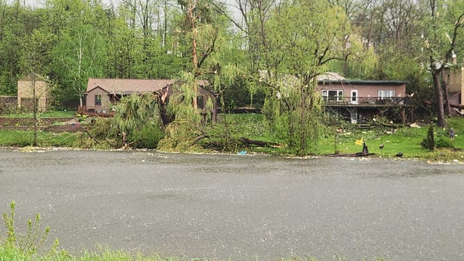 Tornado damage in Juneau, Wisconsin