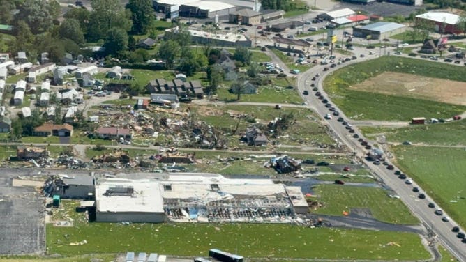 Tornado damage in London, Kentucky